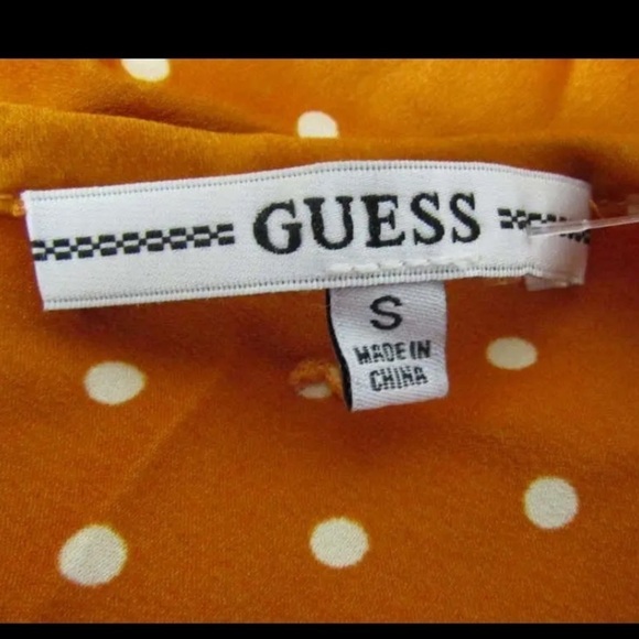 GUESS Eco Akilina Orange White Polka Dot Midi Slip Dress Small NWT - Picture 14 of 14